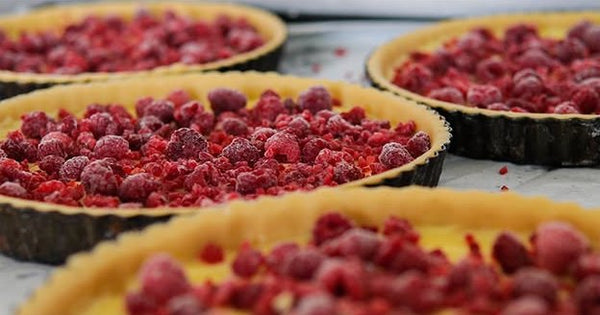 Tartas de frambuesa en preparación en Masapan